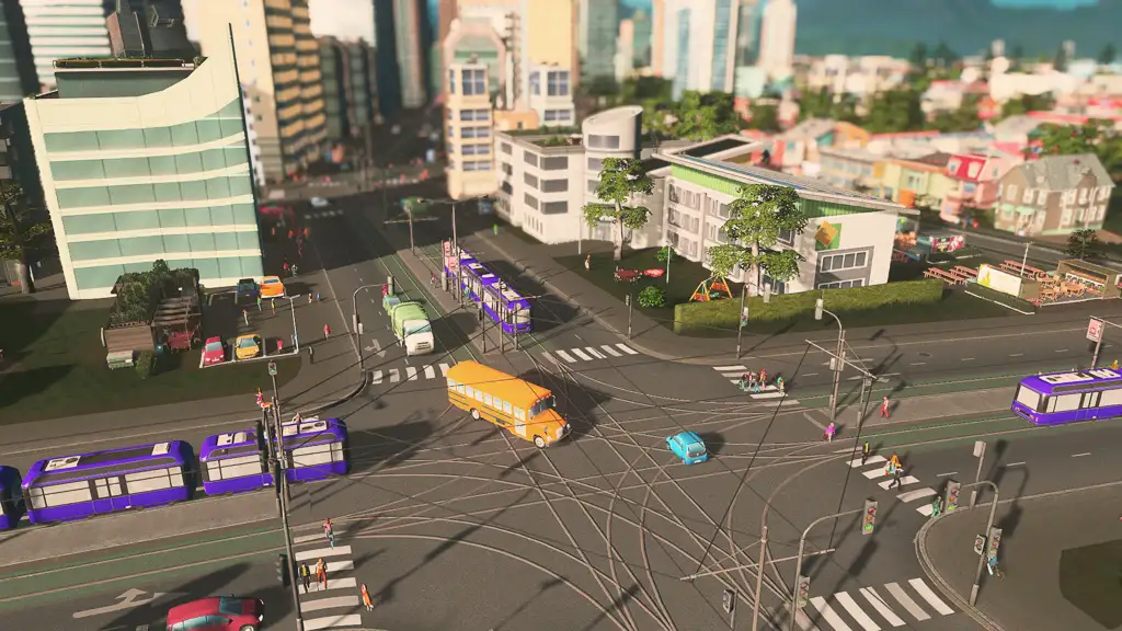 Busy tram-laden intersection