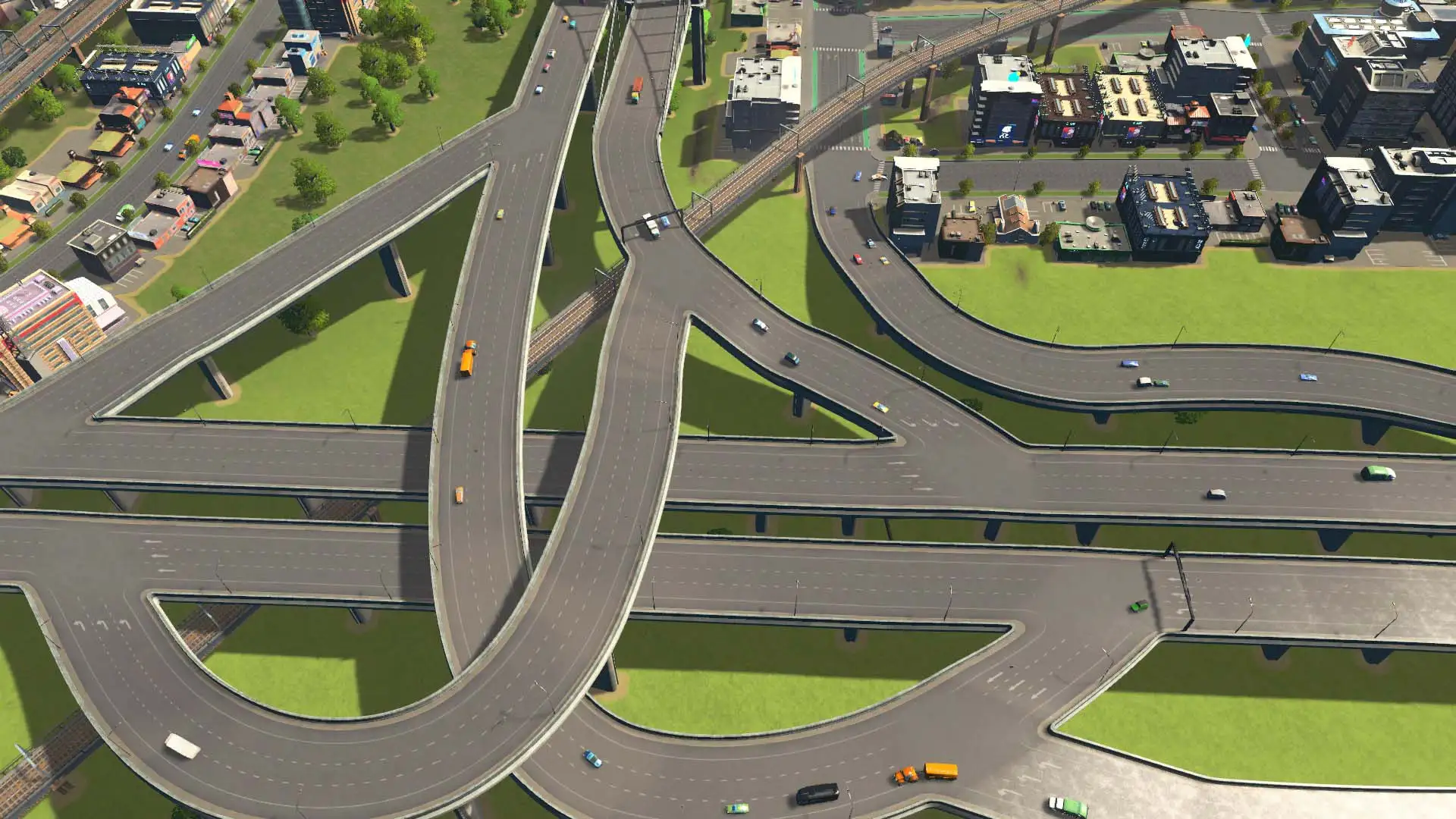A raised highway interchange